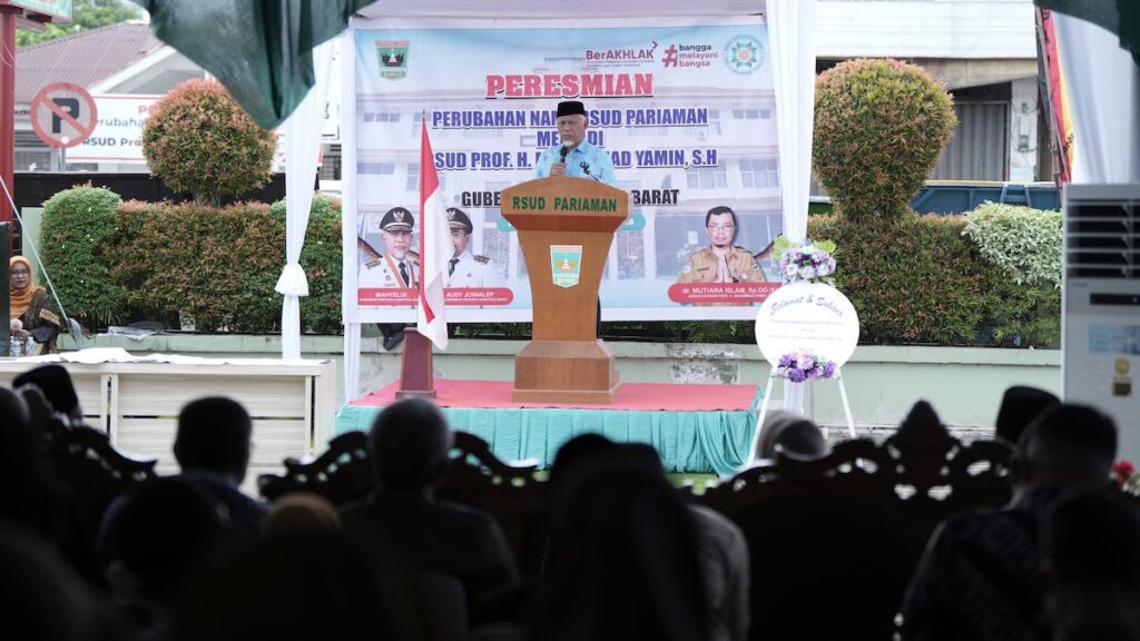 Gubernur Mahyeldi resmikan perubahan nama RSUD Pariaman menjadi RSUD Prof H Muhammad Yamin, SH. (dok. adpsb)