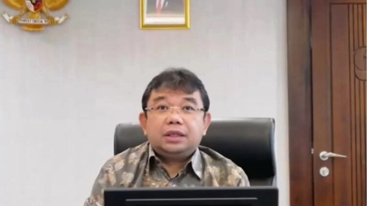 Staf Ahli Menteri Keuangan Bidang Kepatuhan Pajak Yon Arsal dalam Konvensi Nasional HPN 2022 yang dipantau secara daring di Jakarta, Senin (07/02/2022). (ANTARA/Agatha Olivia)