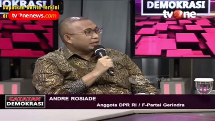 Anggota DPR RI dari Fraksi Partai Gerindra Andre Rosiade. (tangkapan layar acara Catatan Demokrasi TV One)