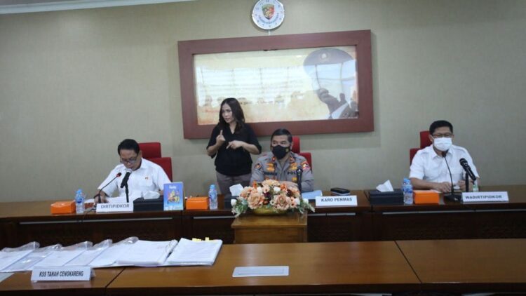 Jumpa pers kasus korupsi Cengkareng di Bareskrim Polri.