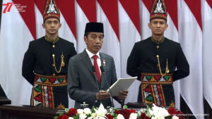 Presiden Jokowi saat penyampaian tentang pertumbuhan ekonomi di tahun 2023