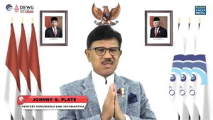 Menkominfo Johnny G Plate. Kemenkominfo gandeng Siberkreasi untuk digital marketing Sumatera.