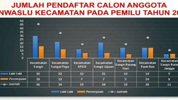 Tabel jumlah pendaftaran seleksi Panwascam di Kabupaten Solok Selatan, Sumatera Barat. (ANTARA/HO-Bawaslu Solok Selatan)
