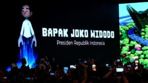 Presiden Jokowi meluncurkan platform digital berbasis interaksi sosial di dunia virtual bernama “Jagat Nusantara”, Jumat (28/10/2022), di The Ballroom Djakarta Theater, Jakarta. (Foto: BPMI Setpres/Lukas)
