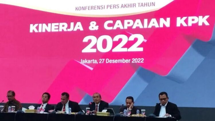 Suasana konferensi pers "Kinerja dan Capaian KPK 2022" di Gedung Merah Putih KPK, Jakarta, Selasa (27/12/2022). ANTARA/Benardy Ferdiansyah