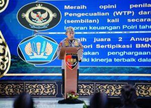 Kapolri Jenderal Listyo Sigit Prabowo menutup Rapat Kerja Teknis (Rakernis) satuan kerja Slog Polri yang digelar di Daerah Istimewa Yogyakarta (DIY), Jumat, 3 Maret 2023. (Dok. Divhumas)