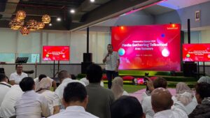 Vice President Corporate Communications Telkomsel, Saki Hamsat Bramono menjelaskan trafik saat momen RAFI 2023 saat acara gathering media se-Sumatera di Batam. (Dok. Pribadi)