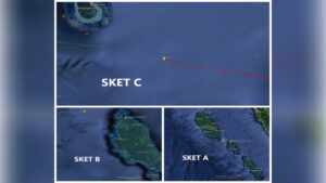 Titik koordinat lokasi kapal mati mesin di Kepulauan Mentawai pada Kamis (30/3/2023) siang. (Foto: Dok. Basarnas)
