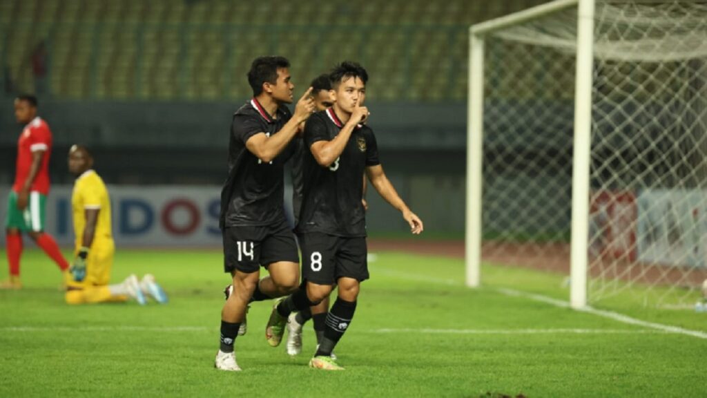 Selebrasi Witan Sulaiman usai cetak gol di laga kedua FIFA Matchday melawan Burundi. (Dok. PSSI)