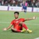 Selebrasi Irfan Jauhari usai melesatkan gol di awal babak tambahan saat laga final sepakbola SEA Games 2023. Indonesia menang dengan skor 5-2. (Dok. PSSI)