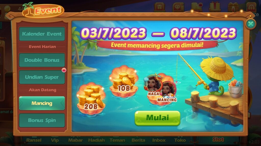 Iven memancing Higgs Domino Island. (tangkapan layar)