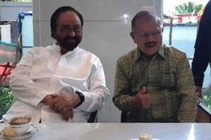 Dari kiri ke kanan: Ketua Umum DPP Partai NasDem, Surya Paloh dan eks Ketua DPW Partai Perindo Sumbar, Ali Mukhni. (Foto: Dok. Istimewa)