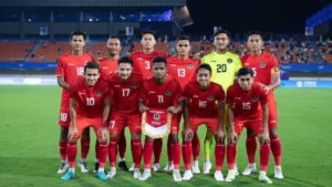 Line up Timnas Indonesia U-24 saat melawan Kirgistan di Asian Games 2022. (dok. NOC Indonesia)