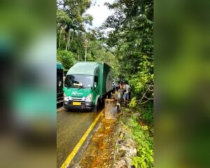 Arus lalu lintas Jalan Padang-Painan licin usai truk terbalik di kawasan Sungai Lundang pada Sabtu (30/9/2023) dini hari. (Foto: Dok. Polsek Koto XI Tarusan)