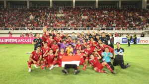 Selebrasi Timnas U-23 usai pastikan lolos ke Piala Asia. (dok. PSSI)