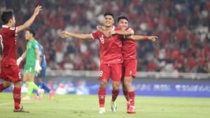 Selebrasi Ramadhan Sananta usai mencetak gol ke gawang Brunei Darussalam saat kualifikasi Piala Dunia 2026. (dok. PSSI)