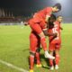 Selebrasi pemain Semen Padang FC usai mencetak gol balasan di babak pertama. (dok. Radarsumbar.com)