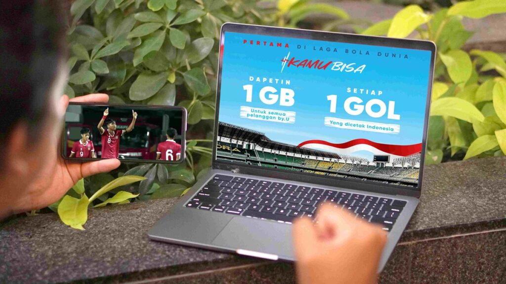 by.U menjadi digital telco brand pertama yang akan memberikan reward spesial berupa kuota data sebesar 1 GB untuk setiap 1 gol yang diciptakan Indonesia selama laga bola dunia mendatang berlangsung. (dok. Telkomsel)