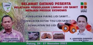 Pelatihan pengolahan limbah lidi sawit yang dilaksanakan oleh Samade dan BPDPKS. (Foto: Dok. Istimewa)