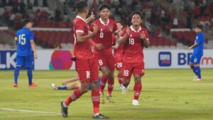 Selebrasi pemain Timnas U-20 usai cetak gol ke gawang Thailand. (dok. PSSI)