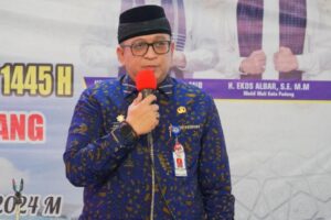 Sekretaris Daerah (Sekda) Kota Padang, Andree Harmadi Algamar. Ia mengajak ASN di lingkungan Pemko Padang untuk membuat Padang menjadi lebih madani dan meneladani perjuangan Rasulullah SAW. (Foto: Dok. Prokopim)