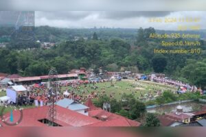 Pantauan udara kampanye akbar PKS Sumbar dan Pasangan AMIN di Bukittinggi pada Sabtu (3/2/2024) sepi peminat. (Foto: Dok. Istimewa)