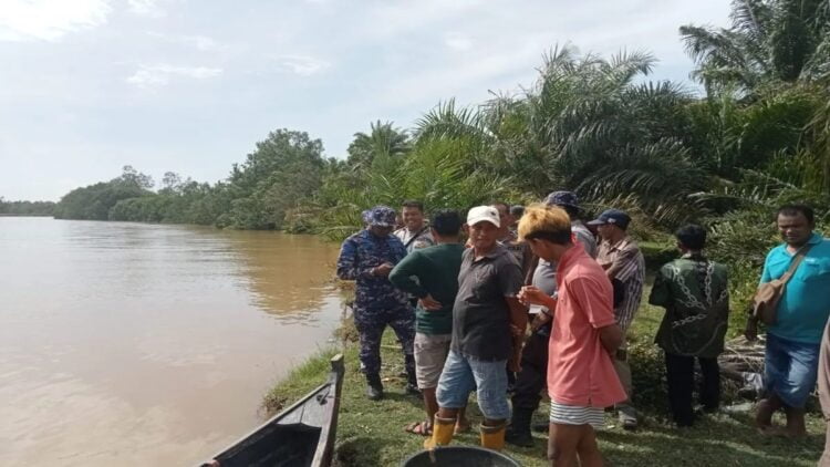 Tim gabungan dari Pemkab Agam dan warga mencari korban diserang buaya muara di sungai batang masang, Rabu (6/3). Dok HO/Pemerintah Kecamatan Tanjung Mutiara