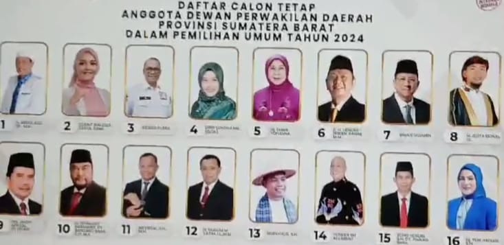 Spesimen surat suara untuk Pemungutan Suara Ulang (PSU) Dewan Pimpinan Daerah (DPD) Sumatera Barat (Sumbar). (Foto: Dok. Tangkapan layar)