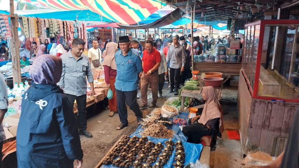 Buya Mahyeldi melihat kondisi para pedagang di Pasar Sungai Sarik, Kabupaten Padang Pariaman. (dok. istimewa)