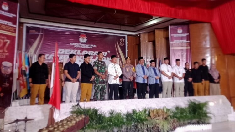 Deklarasi kampanye damai Pilkada 2024 digelar KPU Kota Pariaman. (dok. istimewa)