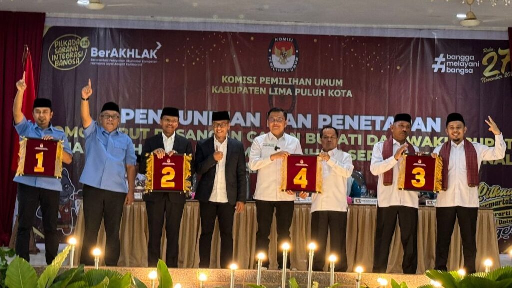 Nomor urut pasangan calon Bupati dan Wakil Bupati di Pilkada Limapuluh Kota. (dok. istimewa)