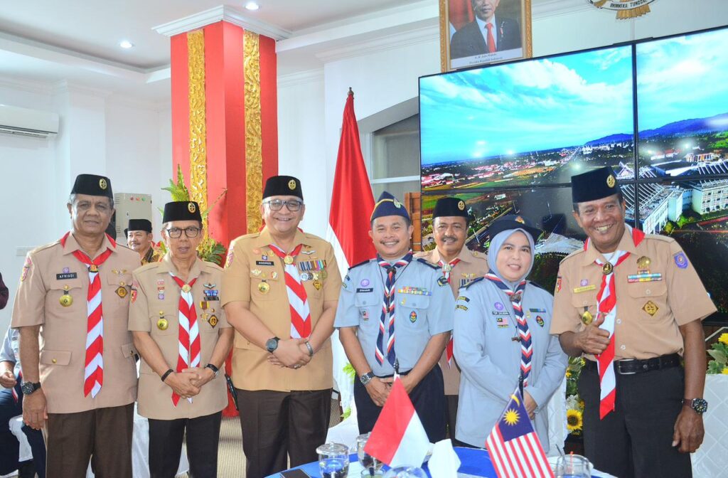 Kwarcab 09 Gerakan Pramuka Kota Padang menerima kunjungan kehormatan dari Persekutuan Pengakap Daerah Perak Tengah, Negara Bagian Perak, Malaysia, Jumat (20/9/2024) siang. (Foto: Dok. Prokopim)