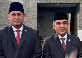 Anggota DPR terpilih Andre Rosiade dan Sekjend Gerindra Ahmad Muzani. (dok. istimewa)