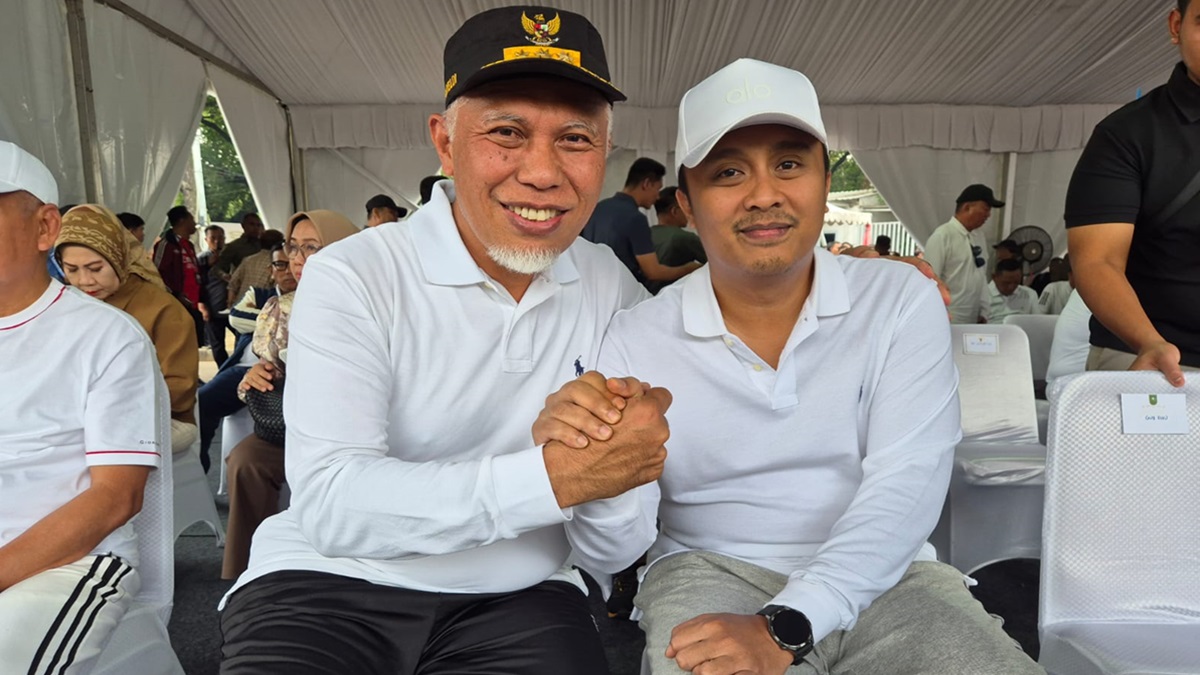 Mahyeldi-Vasko saat acara geladi kotor jelang pelantikan kepala daerah di Jakarta. (dok. adpsb)