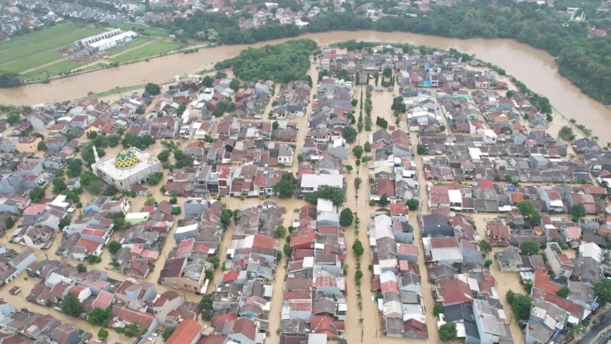 Foto udara banjir di Bekasi. (dok. Antara/BNPB)