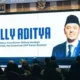 Ketua Koordinator Pemenangan Bidang Ideologi, Organisasi dan Keanggotaan DPP Partai Nasdem, Willy Aditya saat memberikan sambutan dalam Halal bihalal Nasdem Sumbar. (dok. istimewa)