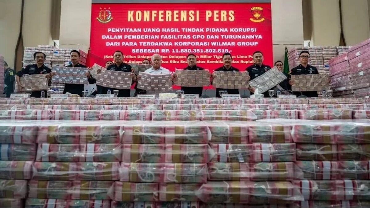 Penyitaan uang lebih dari Rp11 triliun dari kasus korupsi ekspor CPO PT Wilmar Group. (dok. istimewa)