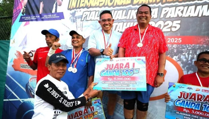 Kejuaraan Tenis Internasional BAVETI 2025 di Pariaman Sukses Digelar, Wali Kota Raih Juara