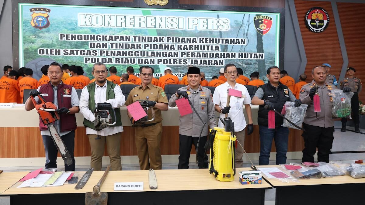Polda RIau tangkap 46 pelaku kejahatan kehutanan. (dok. istimewa)