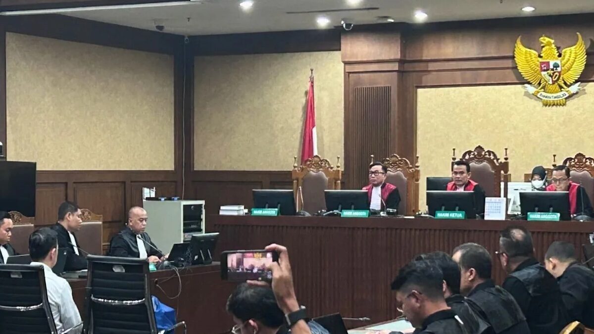 Sidang vonis kasus korupsi impor gula dengan tersangka Tom Lembong. (dok. Antara)