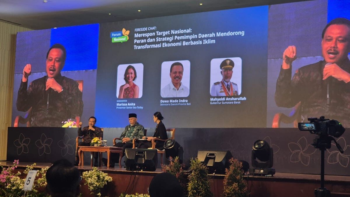 Gubernur Mahyeldi menjadi narasumber dan memaparkan ekosistem perhutanan Sumbar di Forum Iklim Bali. (dok. adpsb)