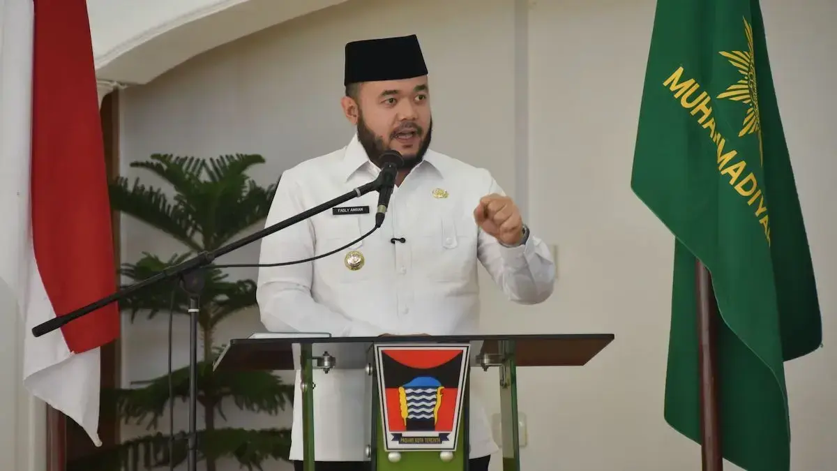 Wako Fadly Amran beri sambutan dalam pengukuhan pengurus daerah Muhammadiyah Kota Padang. (dok. Prokopim)