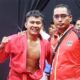 Pelatih Sambo Sumbar Hendri Gusman Darma bersama peraih emas pertama Sambo di PON Beladiri, Yusril Mahendra. (dok. Humas KONI Sumbar)