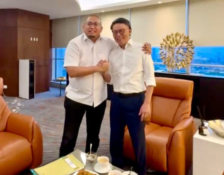 Andre Rosiade bertemu dengan Dirut Telkomsel Nugroho menyampaikan usulan pembangunan BTS di Sumbar. (Foto: Ist)