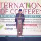 Gubernur Mahyeldi beri sambutan di Konferensi Wakaf Internasional. (dok. adpsb)