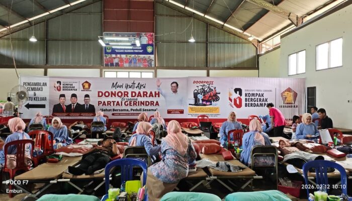 Gerindra Sumbar Gelar Donor Darah 3 Hari, Target 6.000 Kantong dan Pecahkan Rekor MURI