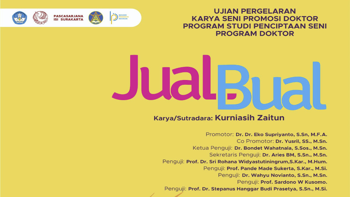 Ujian teater promosi doktor dosen ISI Padang Panjang dengan judul 'Jual Bual'. (dok. istimewa)