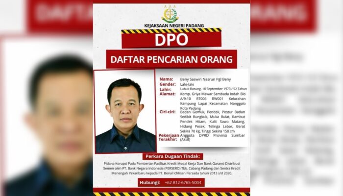 Kejari Padang Terbitkan DPO untuk Oknum Anggota DPRD Sumbar Buronan Kasus Kredit Rp34 Miliar