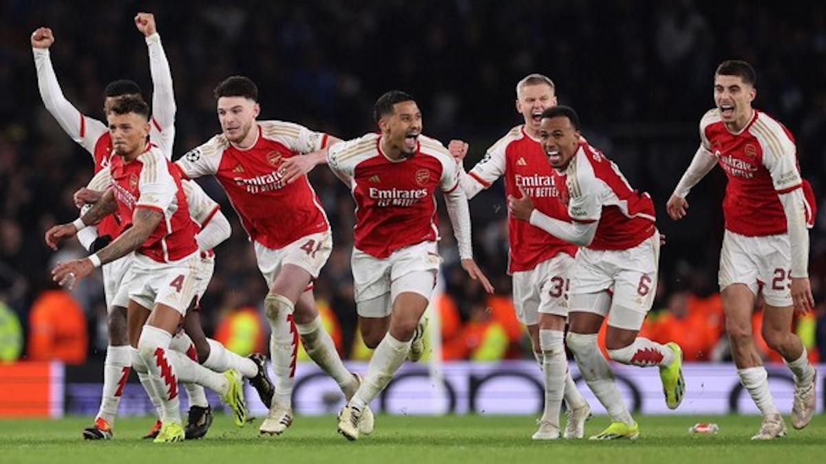 Selebrasi Arsenal usai pastikan lolos ke perempat final liga champions 2026. (dok. istimewa)