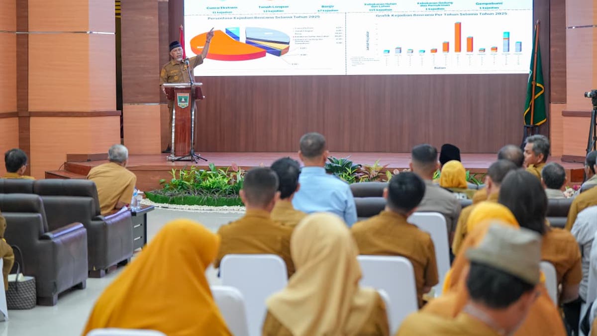 Gubernur Mahyeldi membuka rencana kontingensi bencana. (dok. istimewa)